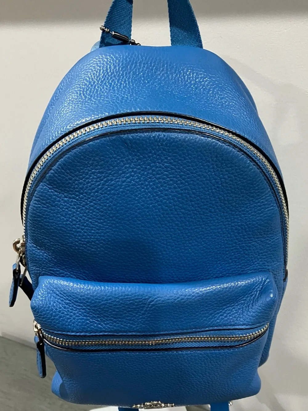 Coach Pebbled Leather Mini Backpack in Cobalt Blue